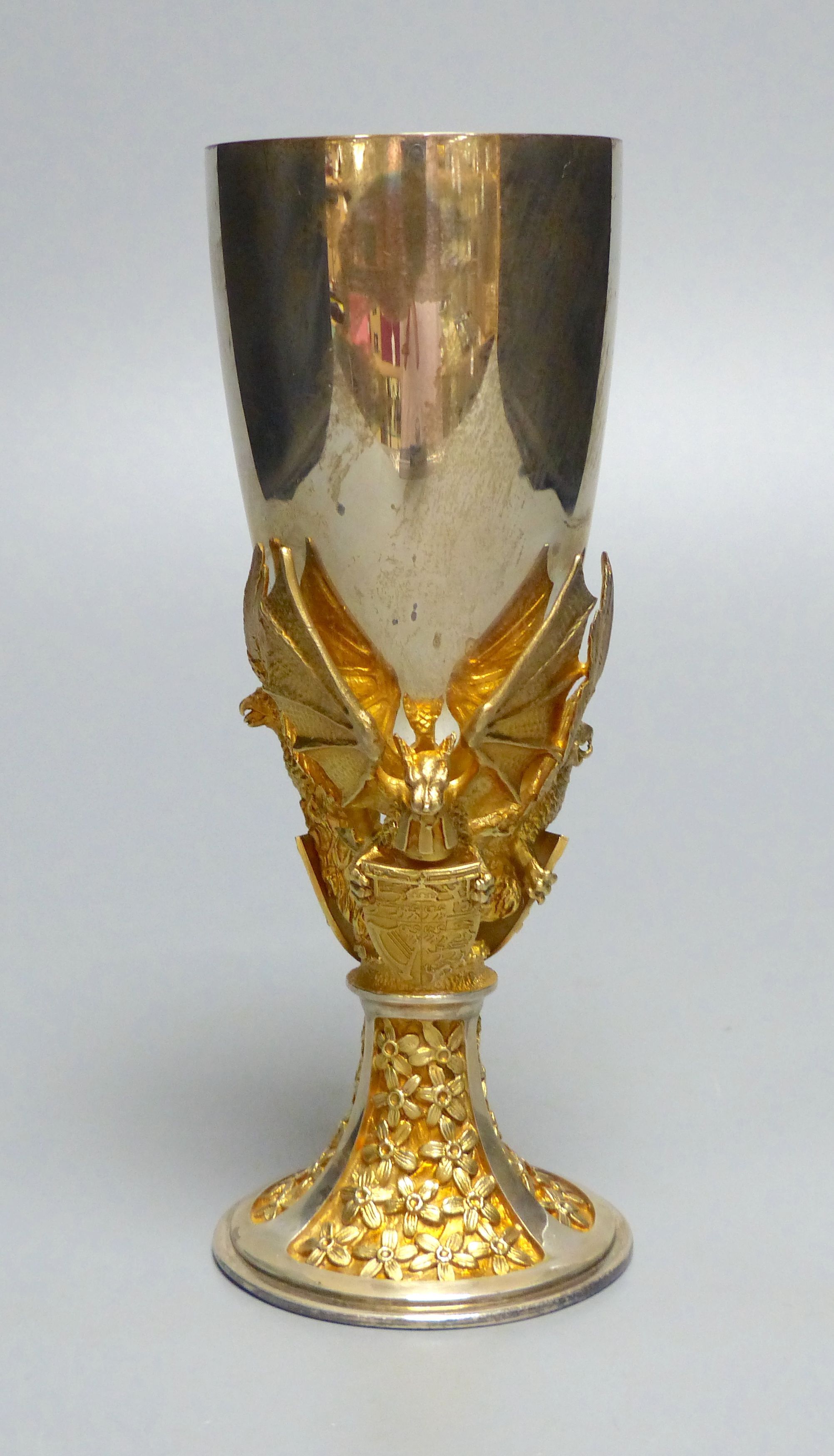 A modern parcel gilt silver limited edition goblet, to commemorate the Weding of Prince Charles & Lady Diana,